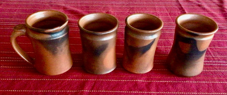 One Mica Mug from Taos, New Mexico, Shimmering Terra Cotta Smooth Burnished Unglazed Mica Clay with Fire Clouds image 8