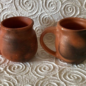 One Mica Mug from Taos, New Mexico, Shimmering Terra Cotta Smooth Burnished Unglazed Mica Clay with Fire Clouds image 3