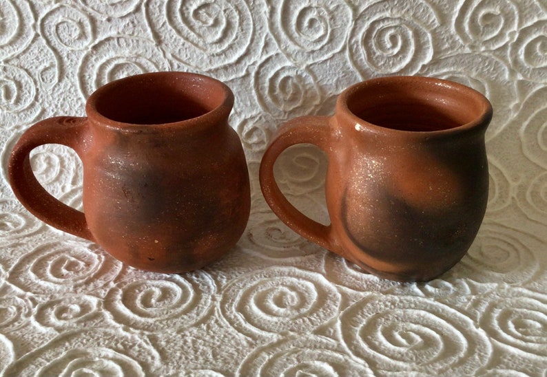 One Mica Mug from Taos, New Mexico, Shimmering Terra Cotta Smooth Burnished Unglazed Mica Clay with Fire Clouds image 3