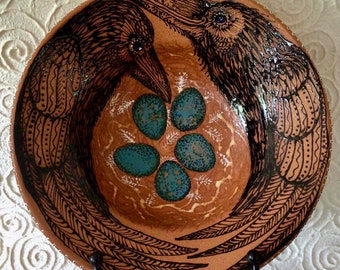 In Stock Raven Nest Blessing & Serving Bowl of Mica Clay from New Mexico Mica Clay Ready to Ship