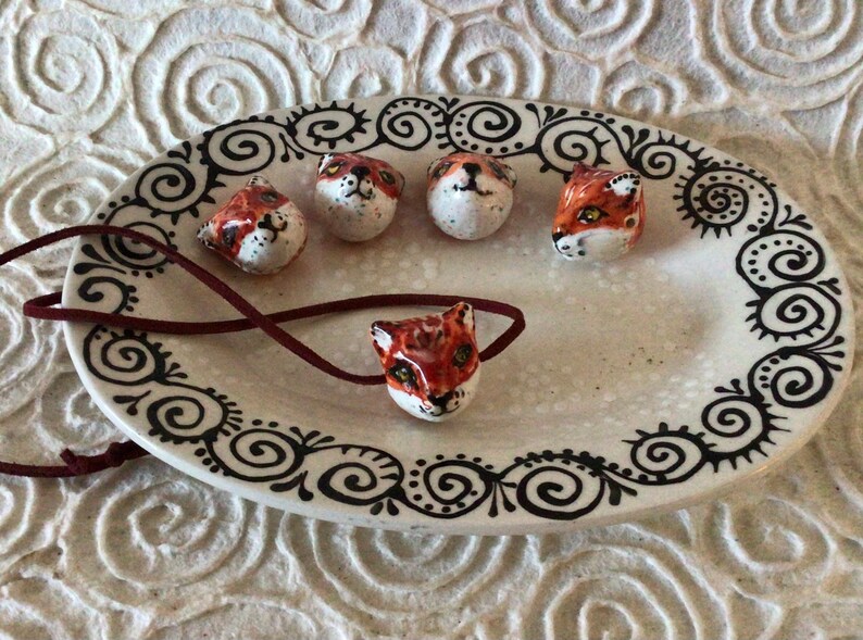 Owl or Fox Bead Pendant with Suede Adjustable Cord