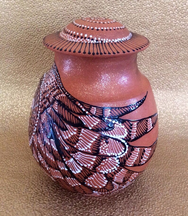 Dreamtime Owl Cremation Memorial Urn of New Mexico Mica Clay Custom Order with FAIR Shipping image 6
