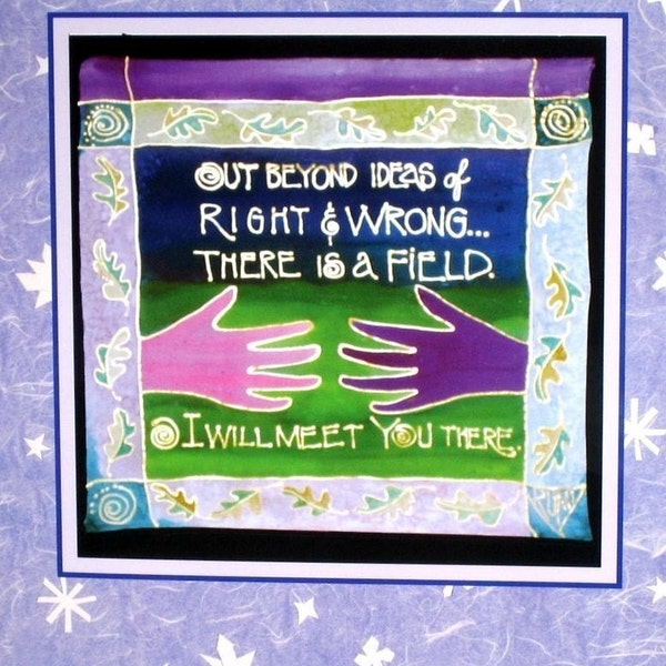 Pay it Forward Rumi Poetry Silk Greeting Card with World Peace Prayer