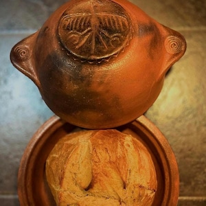 Bread Baker Cloche Set With Handles New Mexico Mica Pottery