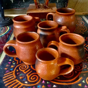 One Mica Mug from Taos, New Mexico, Shimmering Terra Cotta Smooth Burnished Unglazed Mica Clay with Fire Clouds image 2