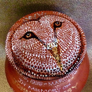 Dreamtime Owl Cremation Memorial Urn of New Mexico Mica Clay Custom Order with FAIR Shipping image 10