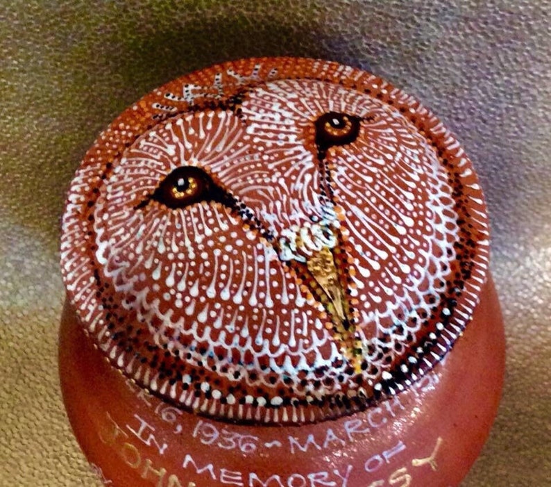 Dreamtime Owl Cremation Memorial Urn of New Mexico Mica Clay Custom Order with FAIR Shipping image 10