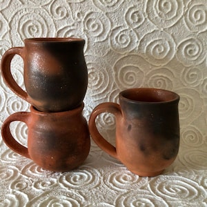 One Mica Mug from Taos, New Mexico, Shimmering Terra Cotta Smooth Burnished Unglazed Mica Clay with Fire Clouds image 5