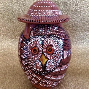 Dreamtime Owl Cremation Memorial Urn of New Mexico Mica Clay Custom Order with FAIR Shipping image 7