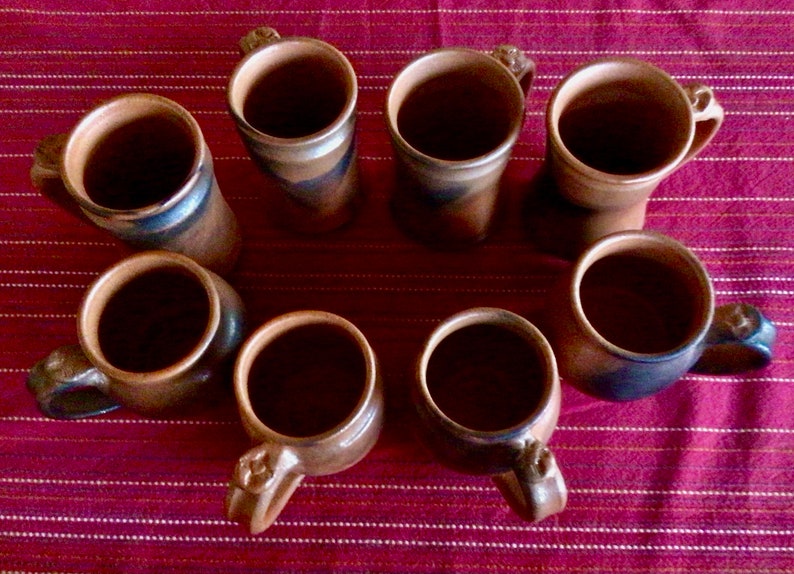 One Mica Mug from Taos, New Mexico, Shimmering Terra Cotta Smooth Burnished Unglazed Mica Clay with Fire Clouds image 6