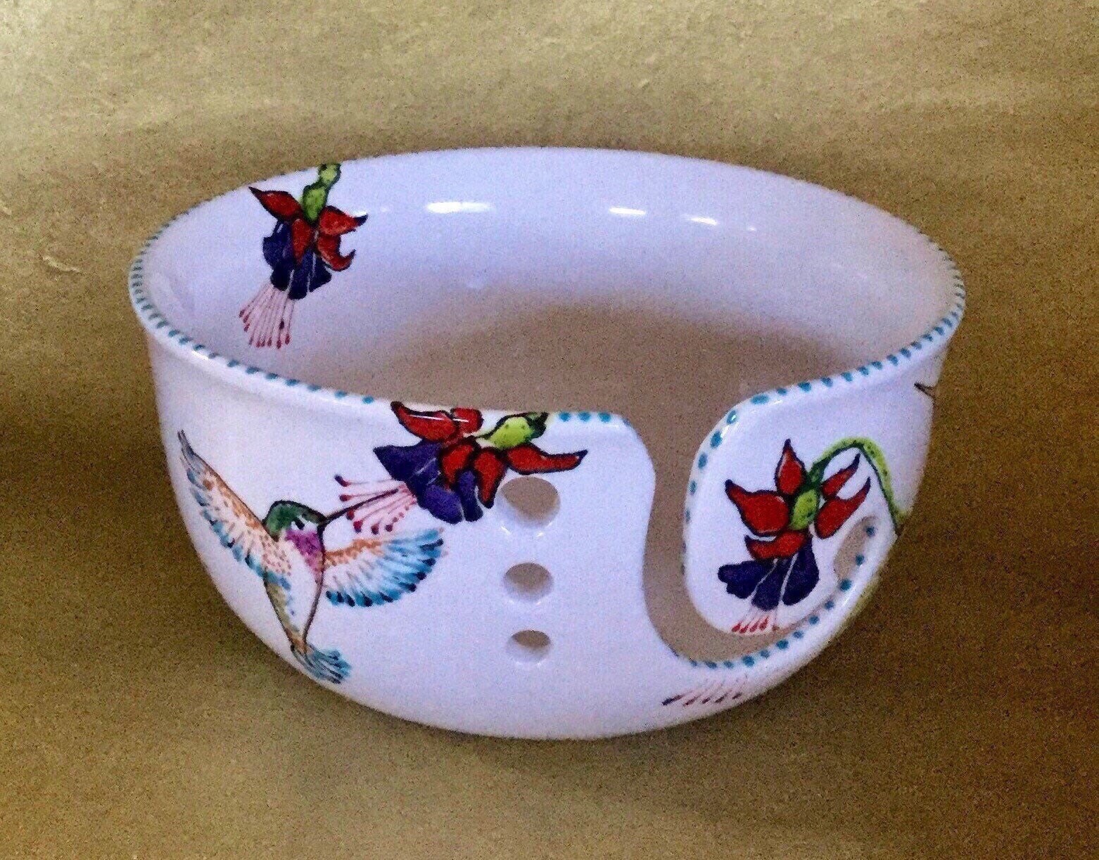 Made to Order Barn Owl Yarn Bowl Large Hand Painted Ceramic 