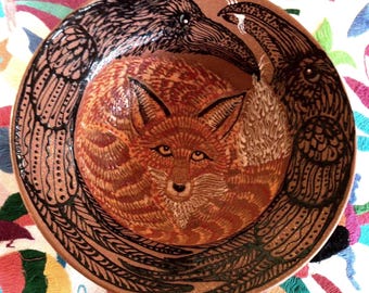 Raven & Fox Blessing Bowl of Mica Clay from New Mexico