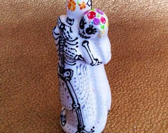 Skeleton Wedding Cake Topper Handpainted in Taos with Free Shipping