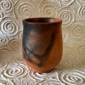 One Mica Mug from Taos, New Mexico, Shimmering Terra Cotta Smooth Burnished Unglazed Mica Clay with Fire Clouds image 4