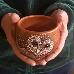 Barn Owl Cacao Coffee Tea Pottery Sipping Cup