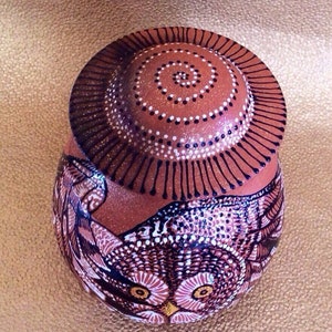 Dreamtime Owl Cremation Memorial Urn of New Mexico Mica Clay Custom Order with FAIR Shipping image 3