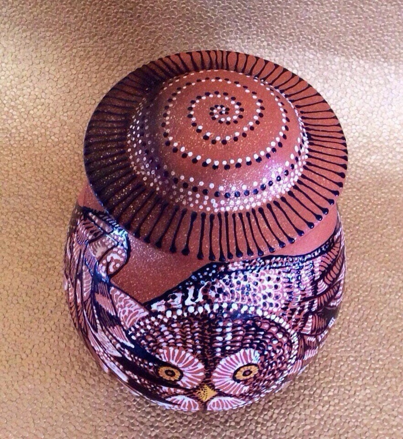 Dreamtime Owl Cremation Memorial Urn of New Mexico Mica Clay Custom Order with FAIR Shipping image 3