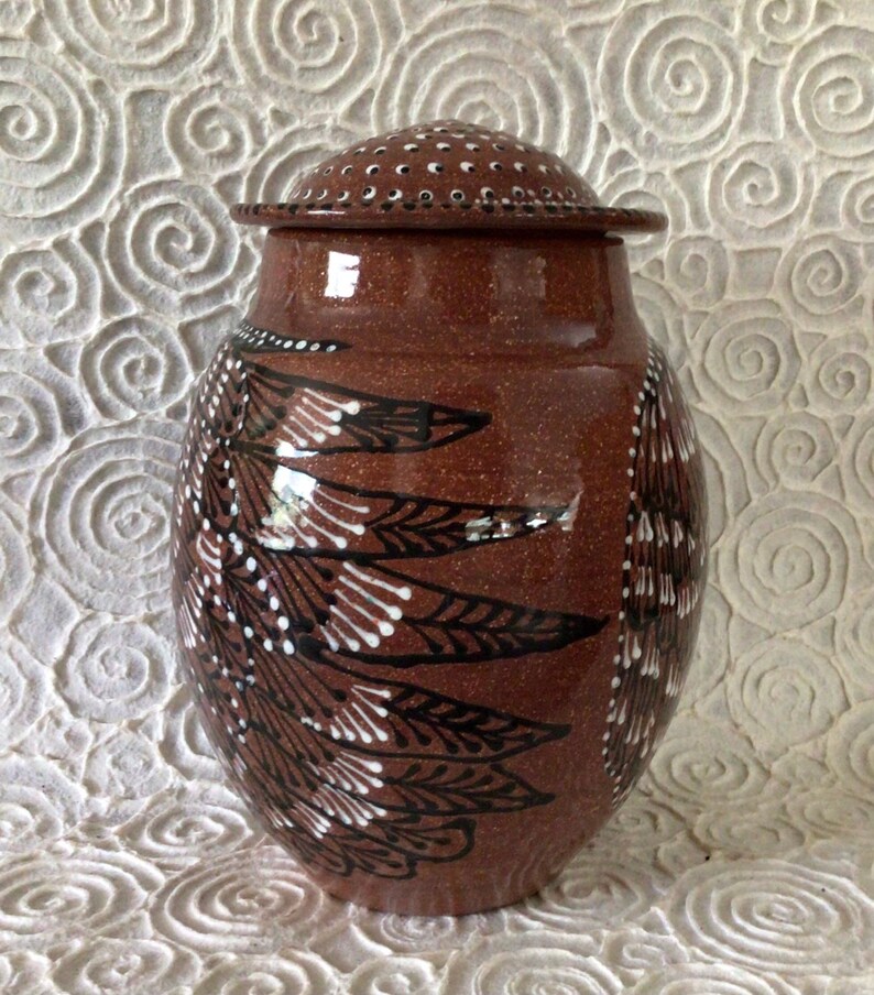 Dreamtime Owl Cremation Memorial Urn of New Mexico Mica Clay Custom Order with FAIR Shipping image 4