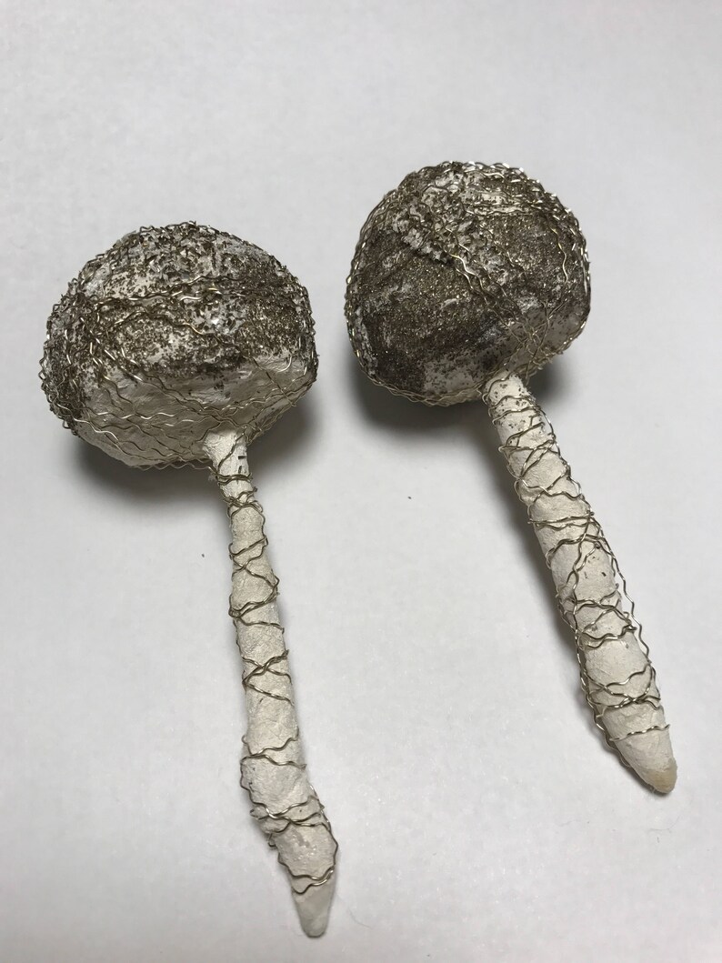 2 Spun Cotton Glitter Mushrooms Etsy
