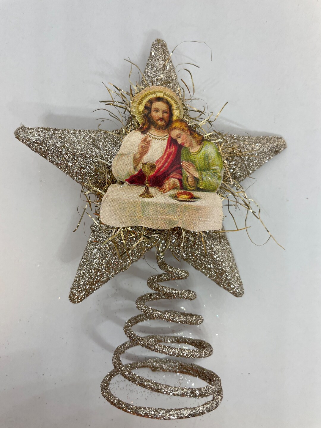 Christmas VINTAGE Style TREE Topper of Small Table Top Tree Etsy