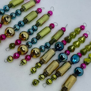 10 Vintage Style Mercury Glass Bead Icicle Christmas Ornaments