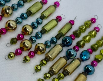 10 Vintage Style Mercury Glass Bead Icicle Christmas Ornaments