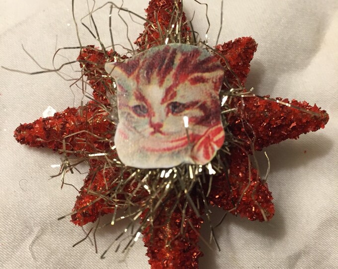 Vintage Style Christmas Cat Tree Topper for Small Feather Tree Etsy