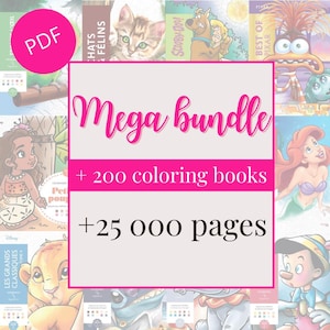 Mega Bundle Livres de Coloriage Mystère PDF | + 200 Livres | 25 000 Pages à Colorier | Pixel Art, Numéros, Cases à Colorier, coloriage.