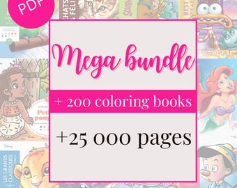 Mega Bundle Livres de Coloriage Mystère PDF | + 200 Livres | 25 000 Pages à Colorier | Pixel Art, Numéros, Cases à Colorier, coloriage.