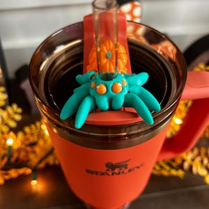 Pumpkin Skull Spider Straw Topper: Fits 10mm Stanley Straws