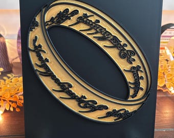 3D Printed Ring of Power plaque with stand