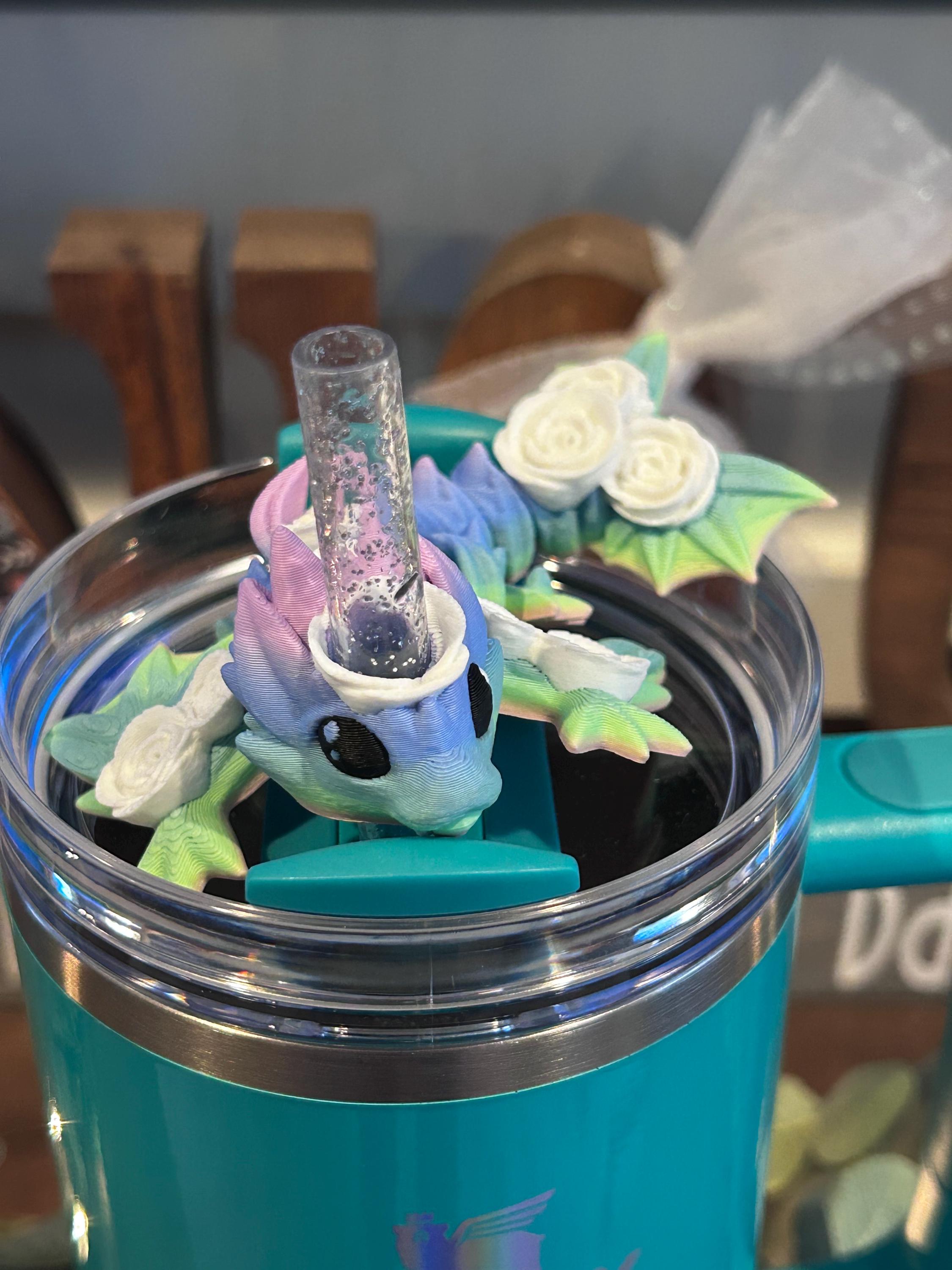 NEW! Rose Wyvern Stanley Straw Topper