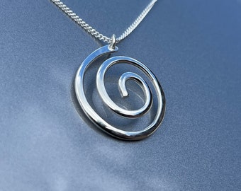 Dommed Scroll Sterling Silver Pendant
