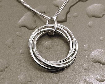 Captivating Multiring Russian Sterling Silver Pendant with Mesmerising Circle Design