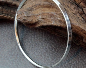 Reverse D Section Sterling Silver Bangle