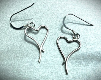 Handcrafted Sterling Silver Open Heart Earrings with High Shine Finish