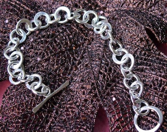 Heavy Forged Link Sterling Silver Bracelet