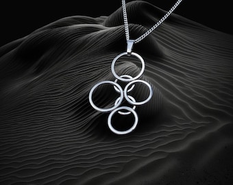 Sterling Silver Circles Pendant - Modern Geometric Necklace