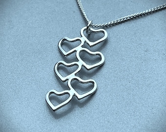 Modern Sterling Silver Stacking Heart Pendant - Handcrafted Statement Necklace with High Shine Finish