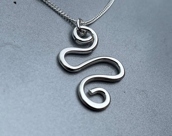 Hand-Formed Sterling Silver Snake Pendant - Modern Minimalist Jewellery