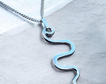 Sterling Silver Wire Lightning Pendant with Curb Chain - Elegant Statement Piece for Any Occasion!