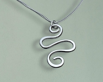 Hand-Formed Sterling Silver Snake Pendant - Modern Minimalist Jewellery