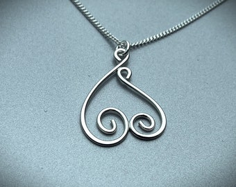 Mother and Child Heart Sterling Silver Pendant