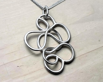 Handcrafted Sterling Silver Wire Pendant Necklace - Artistic Jewelry