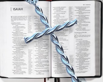 Twisted Sterling Silver Cross Pendant with Curb Chain