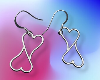 Sterling Silver Hearts in Tandum Earrings - Handcrafted Matching Set for a Romantic Look
