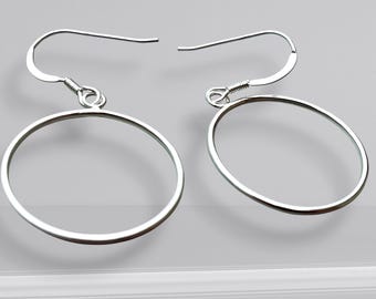 Handcrafted Sterling Silver Hoop Earrings - High Shine Finish, Variety of Sizes, Solid Silver Ear Wires