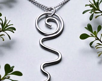 Elegant Handcrafted Sterling Silver Extended Tadpole Pendant with Curb Chain