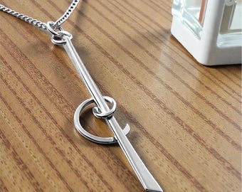 Unique Sterling Silver Pendant with Curb Chain and Gift Box - Handcrafted Taper and Swirl Design for Everyday Wear