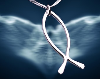 Sterling Silver Fish Pendant, Minimalist Charm Necklace